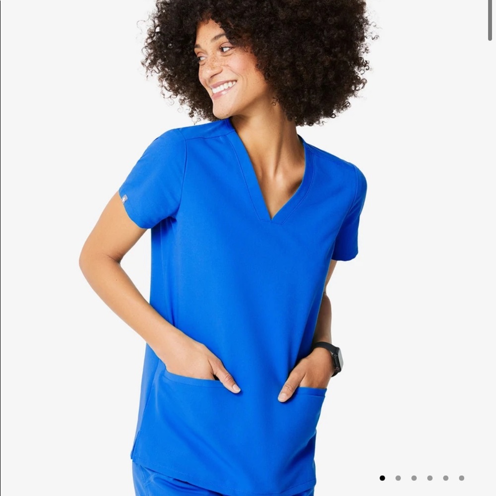 Figs Casma Scrub Top in Royal Blue